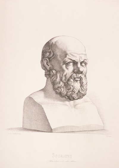 Portret van Socrates (ca. 470-399 v.Chr.) gegraveerd door B. Barloccini, 1849 door C.C Perkins